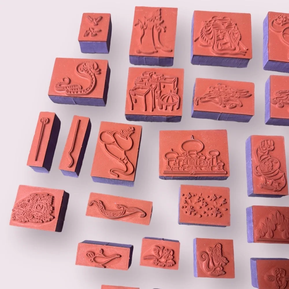 Large Set Of 34 Disney Aladdin Rubber Stamps Jasmine Jafar The Genie Rajah